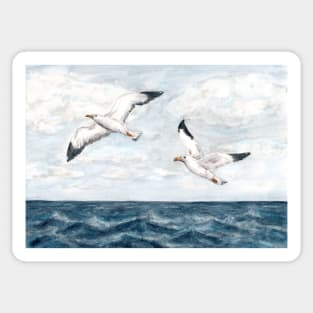 Seagulls over the sea Sticker